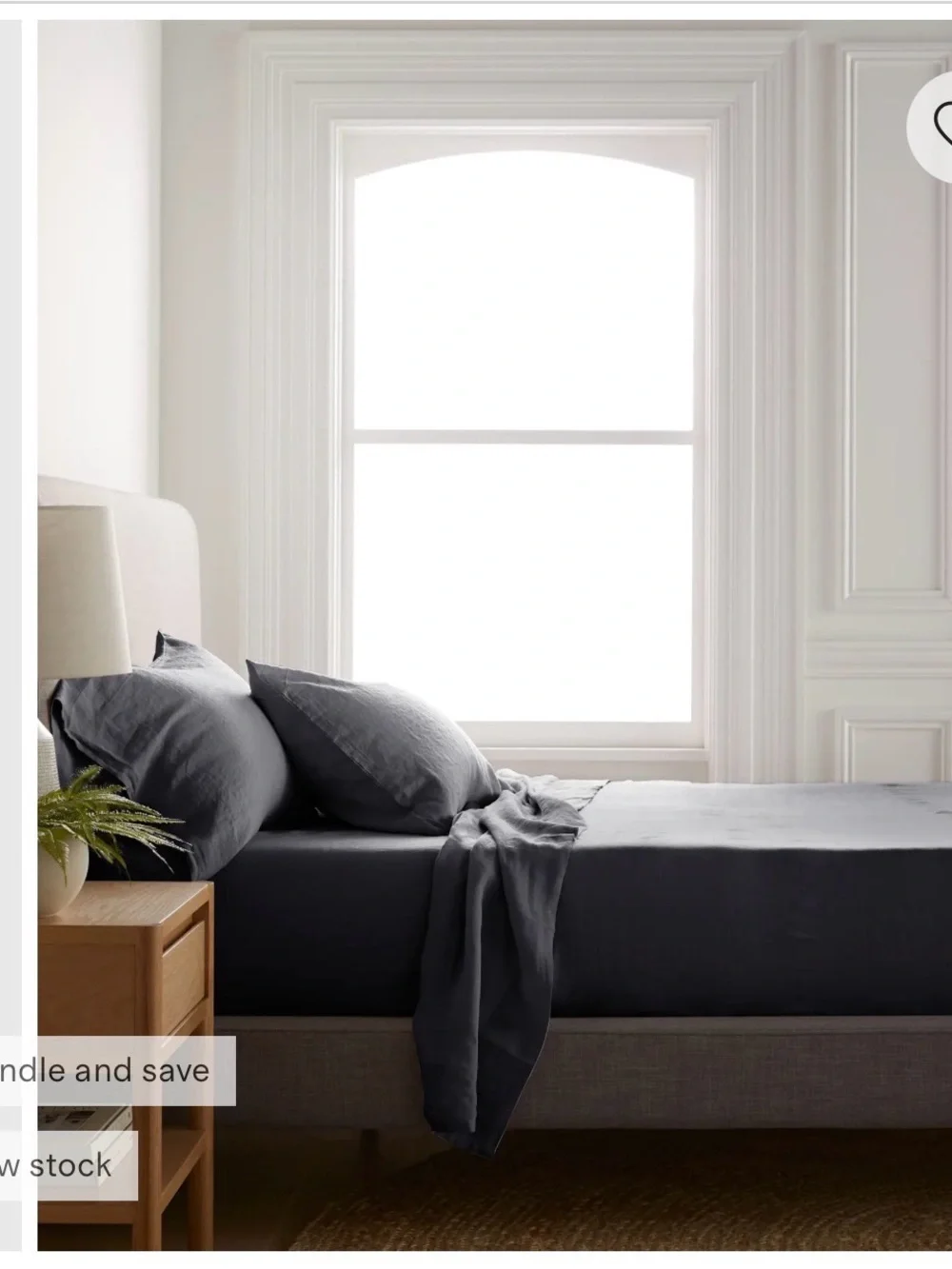 Quince Charcoal Linen Queen Bedding Sheet Set